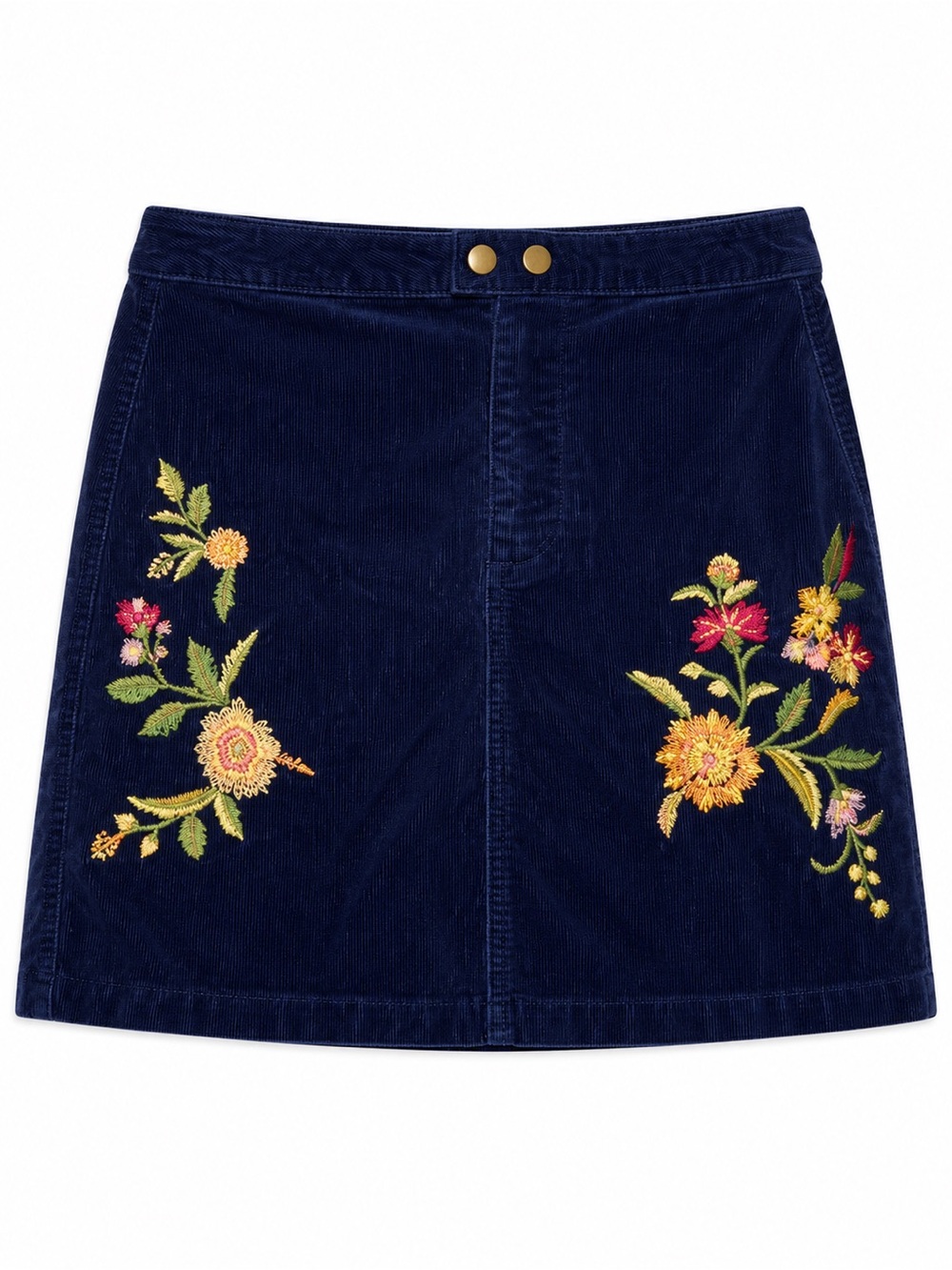 Mossimo Supply Co Womens Size 4 Corduroy Mini Skirt Floral Embroidered